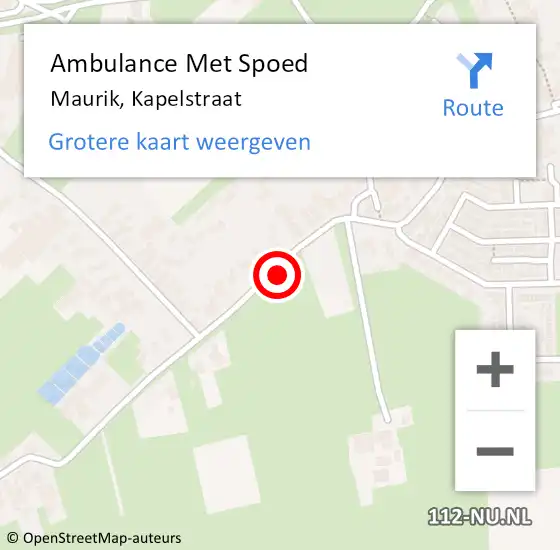 Locatie op kaart van de 112 melding: Ambulance Met Spoed Naar Maurik, Kapelstraat op 29 mei 2021 16:37