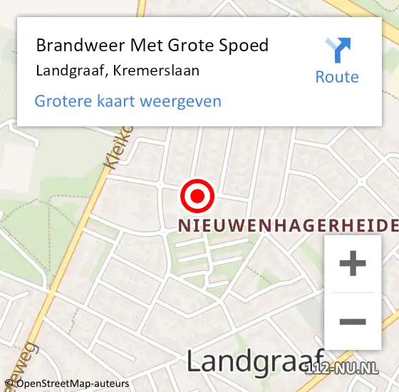 Locatie op kaart van de 112 melding: Brandweer Met Grote Spoed Naar Landgraaf, Kremerslaan op 29 mei 2021 16:37