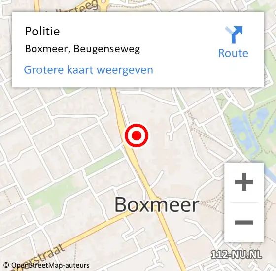 Locatie op kaart van de 112 melding: Politie Boxmeer, Beugenseweg op 29 mei 2021 16:41