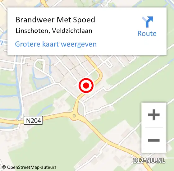 Locatie op kaart van de 112 melding: Brandweer Met Spoed Naar Linschoten, Veldzichtlaan op 29 mei 2021 16:43