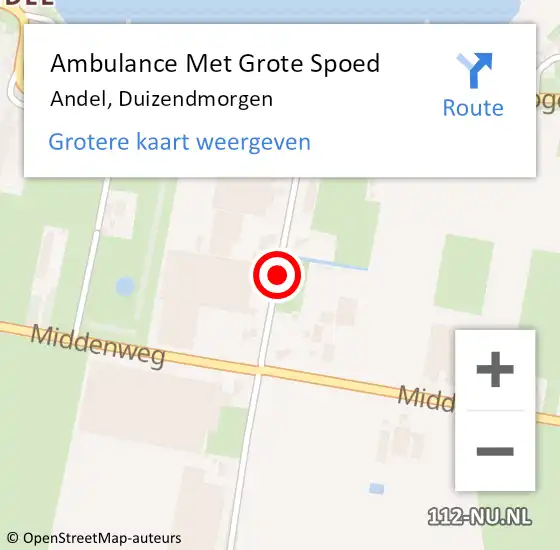Locatie op kaart van de 112 melding: Ambulance Met Grote Spoed Naar Andel, Duizendmorgen op 29 mei 2021 16:46
