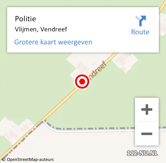 Locatie op kaart van de 112 melding: Politie Vlijmen, Vendreef op 29 mei 2021 16:50