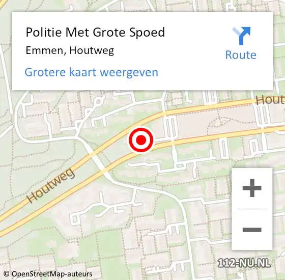 Locatie op kaart van de 112 melding: Politie Met Grote Spoed Naar Emmen, Houtweg op 29 mei 2021 16:54