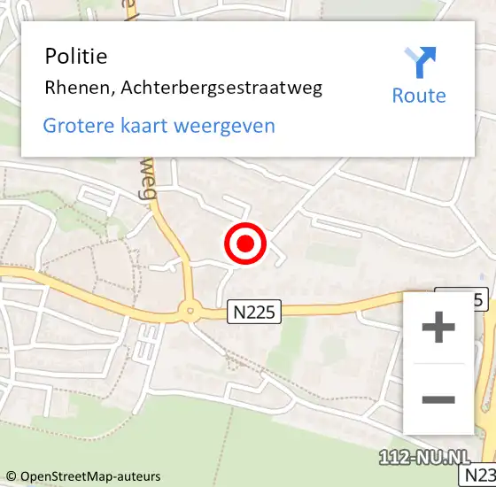 Locatie op kaart van de 112 melding: Politie Rhenen, Achterbergsestraatweg op 29 mei 2021 17:04