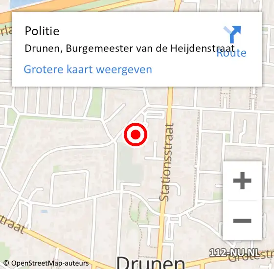 Locatie op kaart van de 112 melding: Politie Drunen, Burgemeester van de Heijdenstraat op 29 mei 2021 17:21