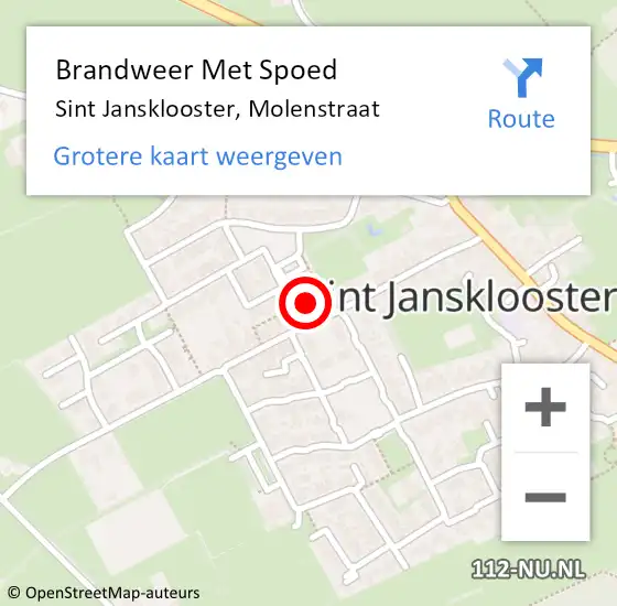 Locatie op kaart van de 112 melding: Brandweer Met Spoed Naar Sint Jansklooster, Molenstraat op 29 mei 2021 17:28