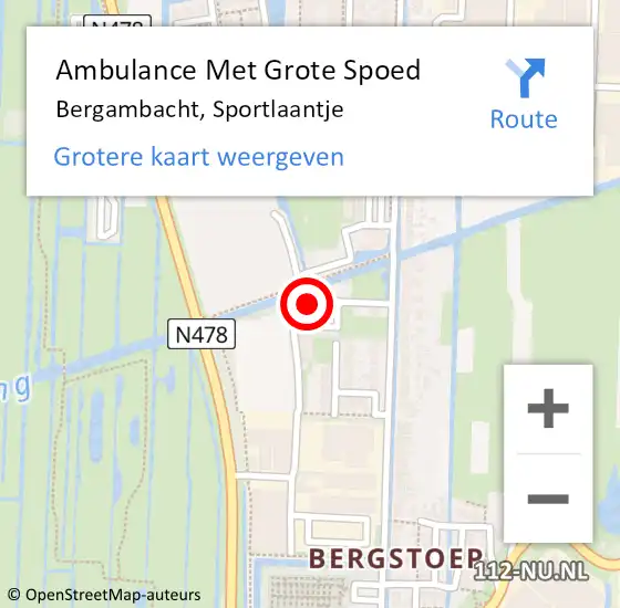 Locatie op kaart van de 112 melding: Ambulance Met Grote Spoed Naar Bergambacht, Sportlaantje op 29 mei 2021 17:29