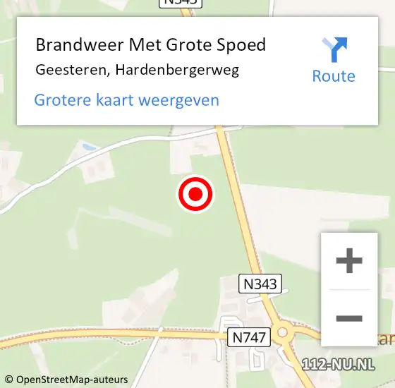 Locatie op kaart van de 112 melding: Brandweer Met Grote Spoed Naar Geesteren, Hardenbergerweg op 29 mei 2021 17:32