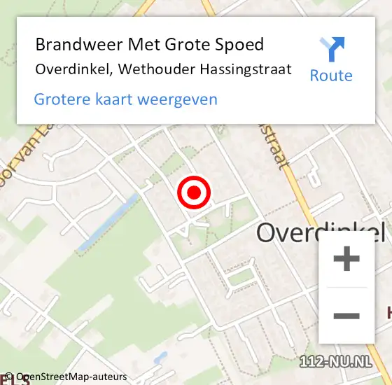 Locatie op kaart van de 112 melding: Brandweer Met Grote Spoed Naar Overdinkel, Wethouder Hassingstraat op 11 juni 2014 18:27