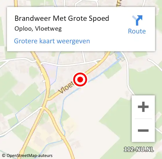 Locatie op kaart van de 112 melding: Brandweer Met Grote Spoed Naar Oploo, Vloetweg op 29 mei 2021 17:41