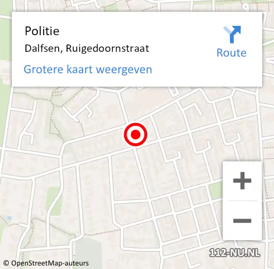 Locatie op kaart van de 112 melding: Politie Dalfsen, Ruigedoornstraat op 29 mei 2021 19:13