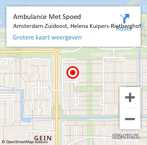 Locatie op kaart van de 112 melding: Ambulance Met Spoed Naar Amsterdam-Zuidoost, Helena Kuipers-Rietberghof op 29 mei 2021 19:20