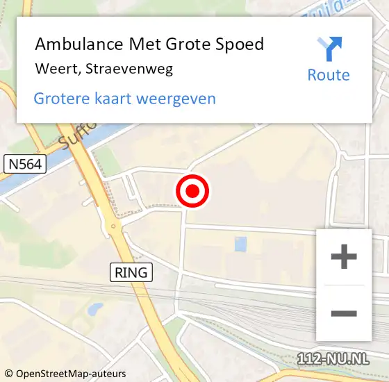 Locatie op kaart van de 112 melding: Ambulance Met Grote Spoed Naar Weert, Straevenweg op 29 mei 2021 19:29