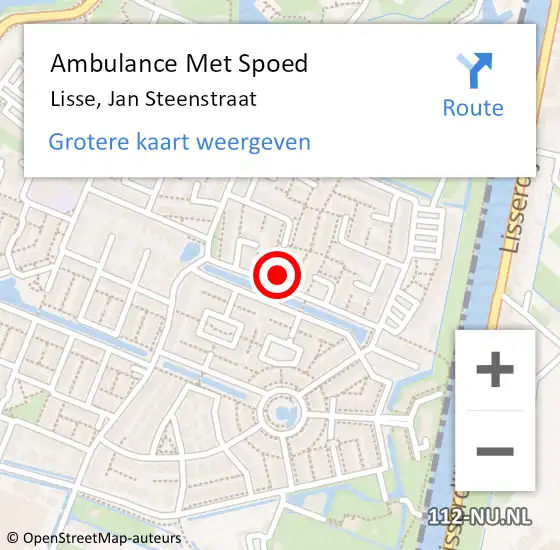 Locatie op kaart van de 112 melding: Ambulance Met Spoed Naar Lisse, Jan Steenstraat op 29 mei 2021 19:37