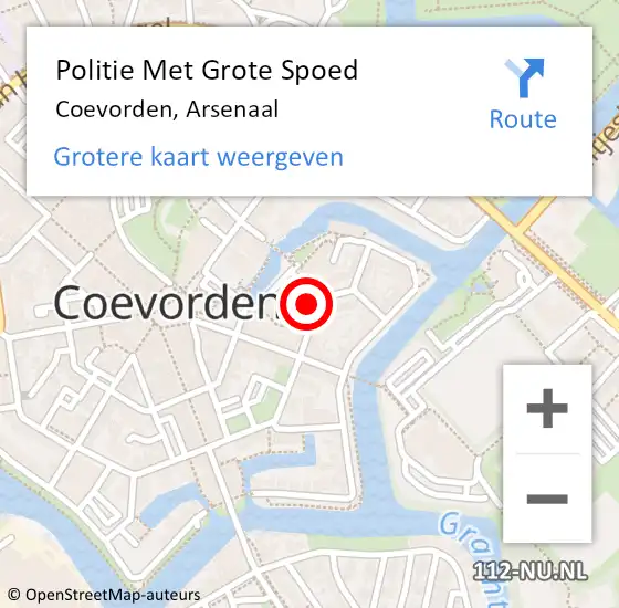 Locatie op kaart van de 112 melding: Politie Met Grote Spoed Naar Coevorden, Arsenaal op 29 mei 2021 19:49