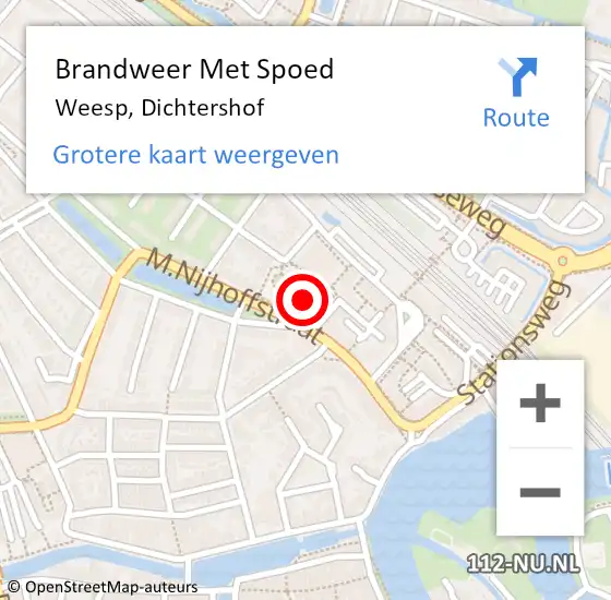 Locatie op kaart van de 112 melding: Brandweer Met Spoed Naar Weesp, Dichtershof op 29 mei 2021 19:58