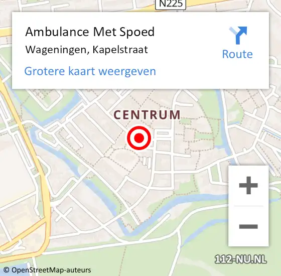 Locatie op kaart van de 112 melding: Ambulance Met Spoed Naar Wageningen, Kapelstraat op 29 mei 2021 20:28