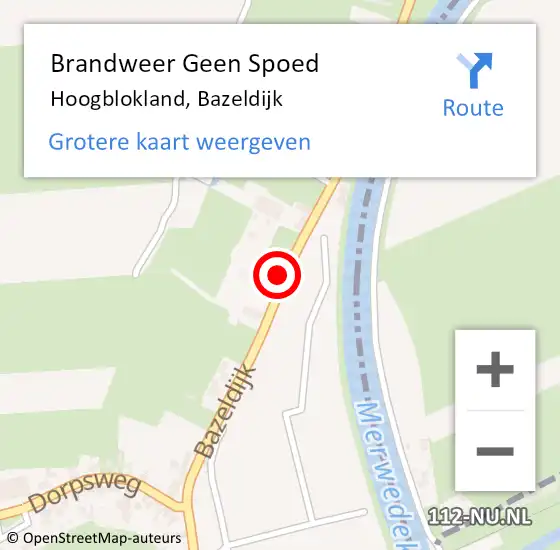 Locatie op kaart van de 112 melding: Brandweer Geen Spoed Naar Hoogblokland, Bazeldijk op 29 mei 2021 20:49