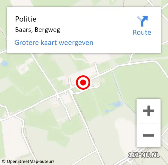 Locatie op kaart van de 112 melding: Politie Baars, Bergweg op 29 mei 2021 20:51