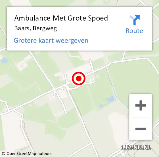 Locatie op kaart van de 112 melding: Ambulance Met Grote Spoed Naar Baars, Bergweg op 29 mei 2021 20:51
