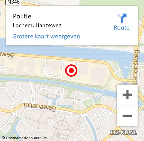 Locatie op kaart van de 112 melding: Politie Lochem, Hanzeweg op 29 mei 2021 21:16