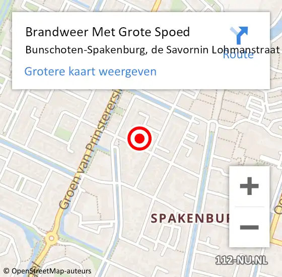 Locatie op kaart van de 112 melding: Brandweer Met Grote Spoed Naar Bunschoten-Spakenburg, de Savornin Lohmanstraat op 29 mei 2021 21:27