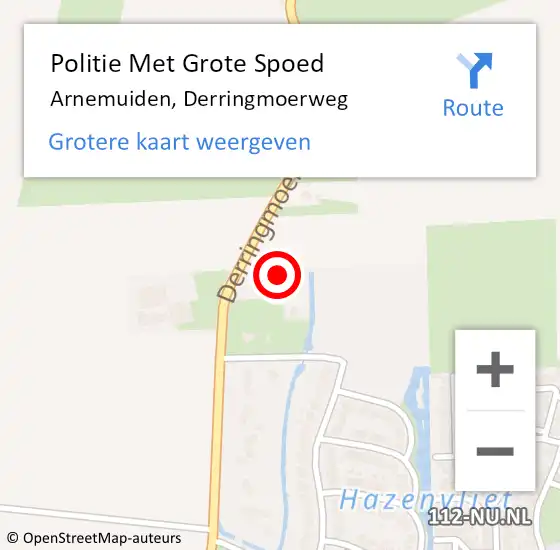 Locatie op kaart van de 112 melding: Politie Met Grote Spoed Naar Arnemuiden, Derringmoerweg op 29 mei 2021 22:06