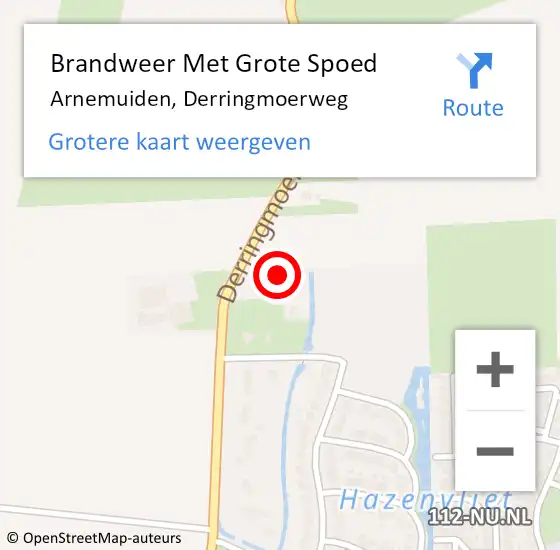 Locatie op kaart van de 112 melding: Brandweer Met Grote Spoed Naar Arnemuiden, Derringmoerweg op 29 mei 2021 22:06