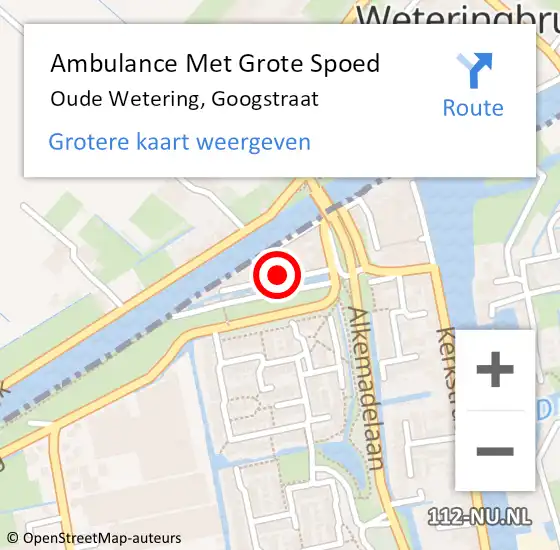 Locatie op kaart van de 112 melding: Ambulance Met Grote Spoed Naar Oude Wetering, Googstraat op 29 mei 2021 22:39