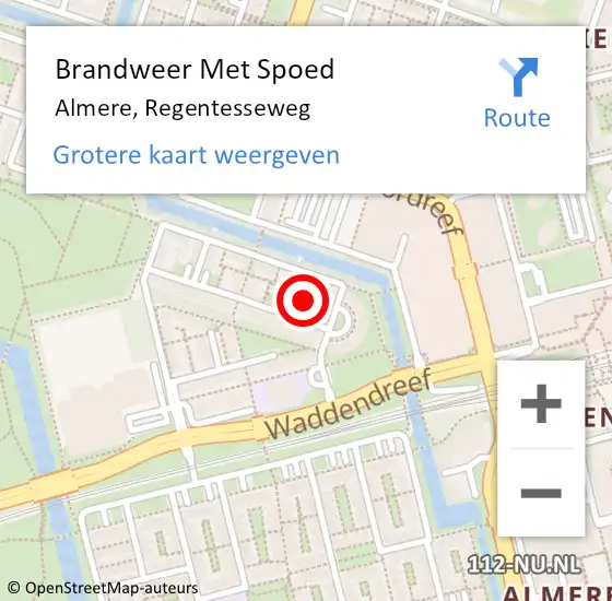 Locatie op kaart van de 112 melding: Brandweer Met Spoed Naar Almere, Regentesseweg op 29 mei 2021 23:07