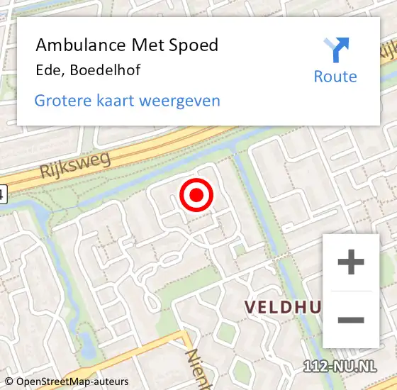 Locatie op kaart van de 112 melding: Ambulance Met Spoed Naar Ede, Boedelhof op 29 mei 2021 23:43