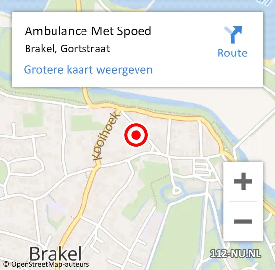 Locatie op kaart van de 112 melding: Ambulance Met Spoed Naar Brakel, Gortstraat op 11 juni 2014 18:53