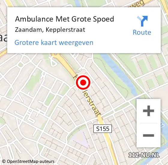 Locatie op kaart van de 112 melding: Ambulance Met Grote Spoed Naar Zaandam, Kepplerstraat op 30 mei 2021 00:24