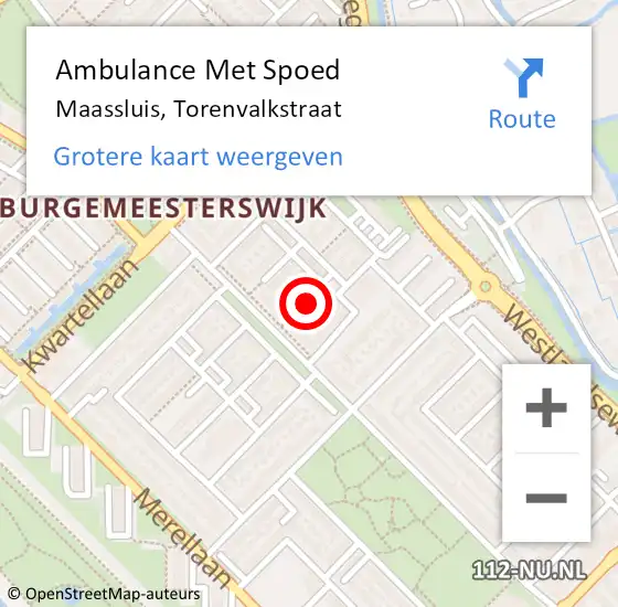 Locatie op kaart van de 112 melding: Ambulance Met Spoed Naar Maassluis, Torenvalkstraat op 30 mei 2021 01:12