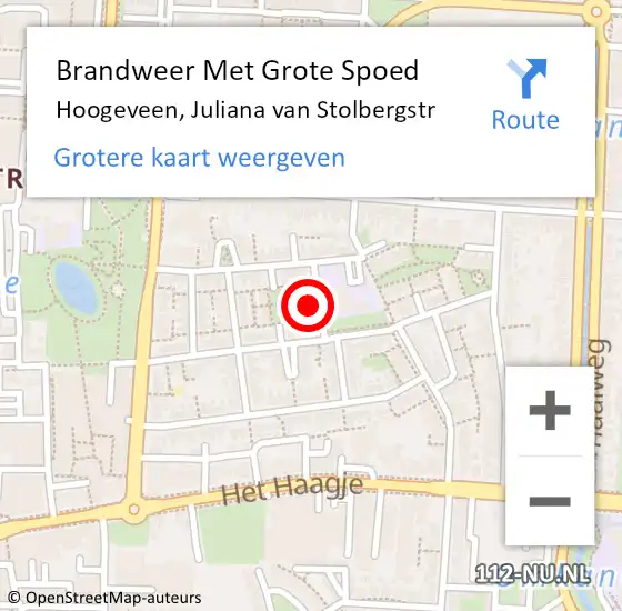 Locatie op kaart van de 112 melding: Brandweer Met Grote Spoed Naar Hoogeveen, Juliana van Stolbergstr op 30 mei 2021 02:44