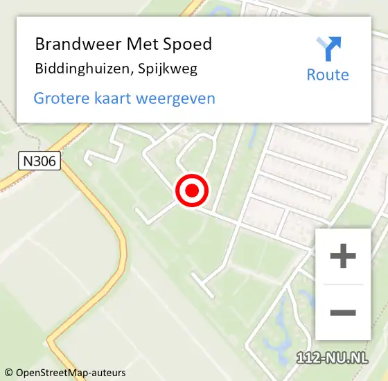 Locatie op kaart van de 112 melding: Brandweer Met Spoed Naar Biddinghuizen, Spijkweg op 30 mei 2021 03:23