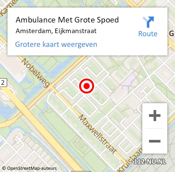 Locatie op kaart van de 112 melding: Ambulance Met Grote Spoed Naar Amsterdam, Eijkmanstraat op 30 mei 2021 03:44