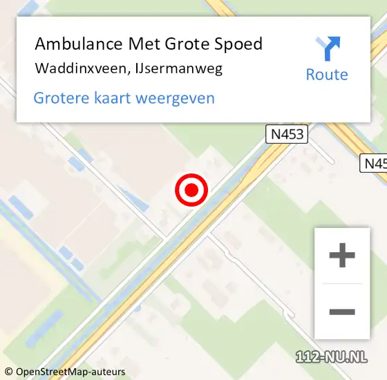 Locatie op kaart van de 112 melding: Ambulance Met Grote Spoed Naar Waddinxveen, IJsermanweg op 30 mei 2021 04:08