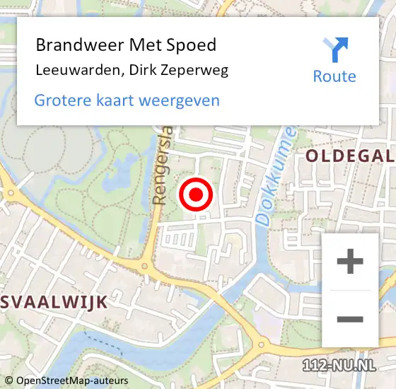 Locatie op kaart van de 112 melding: Brandweer Met Spoed Naar Leeuwarden, Dirk Zeperweg op 30 mei 2021 04:15