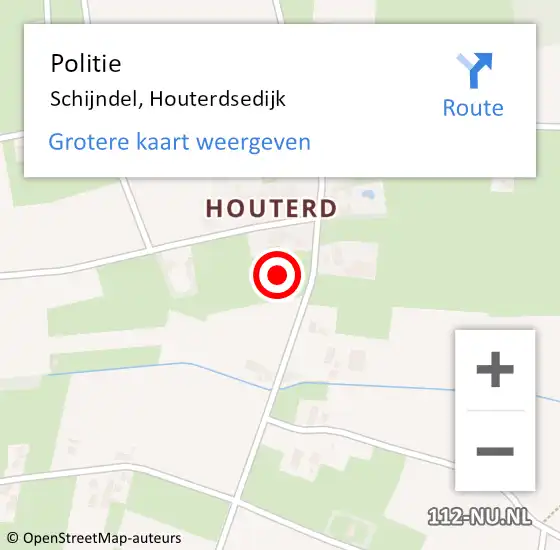 Locatie op kaart van de 112 melding: Politie Schijndel, Houterdsedijk op 30 mei 2021 04:58