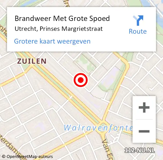 Locatie op kaart van de 112 melding: Brandweer Met Grote Spoed Naar Utrecht, Prinses Margrietstraat op 30 mei 2021 05:14