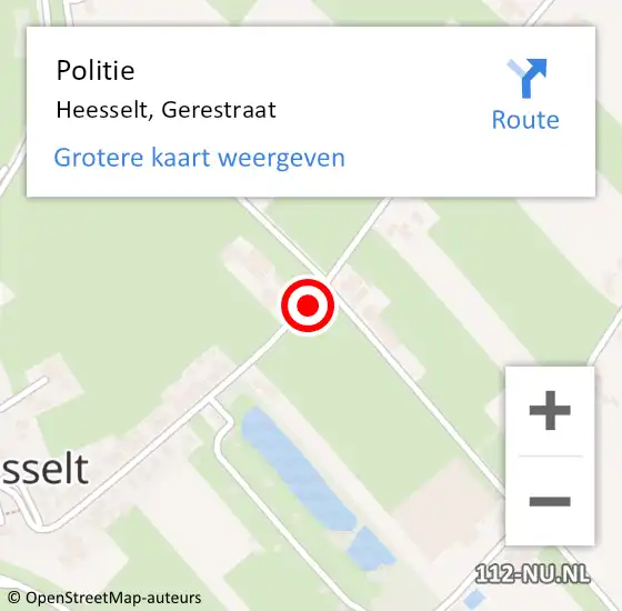 Locatie op kaart van de 112 melding: Politie Heesselt, Gerestraat op 30 mei 2021 05:36