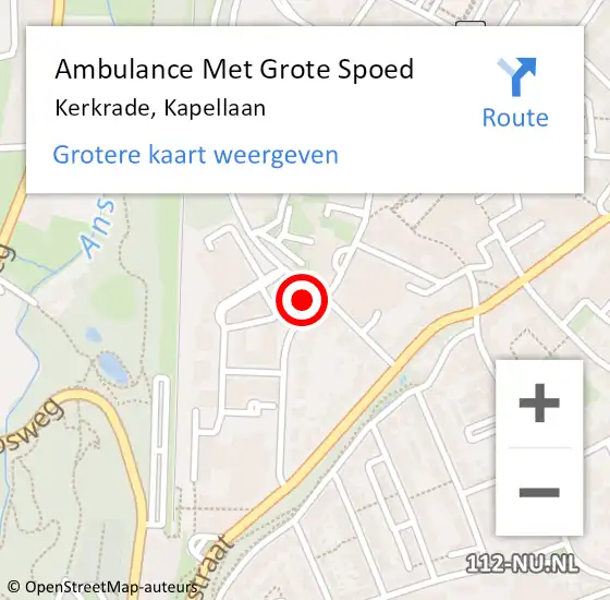 Locatie op kaart van de 112 melding: Ambulance Met Grote Spoed Naar Kerkrade, Kapellaan op 30 mei 2021 06:02