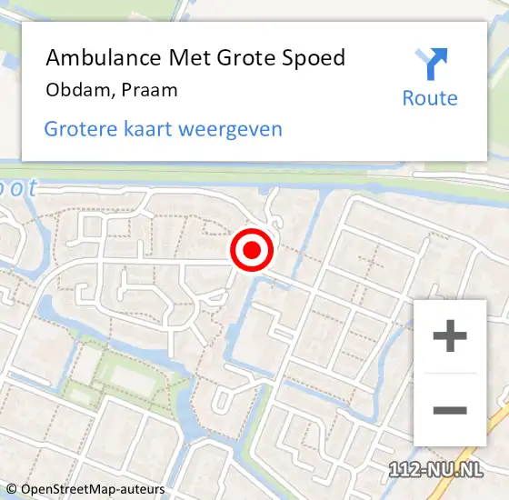 Locatie op kaart van de 112 melding: Ambulance Met Grote Spoed Naar Obdam, Praam op 30 mei 2021 06:43