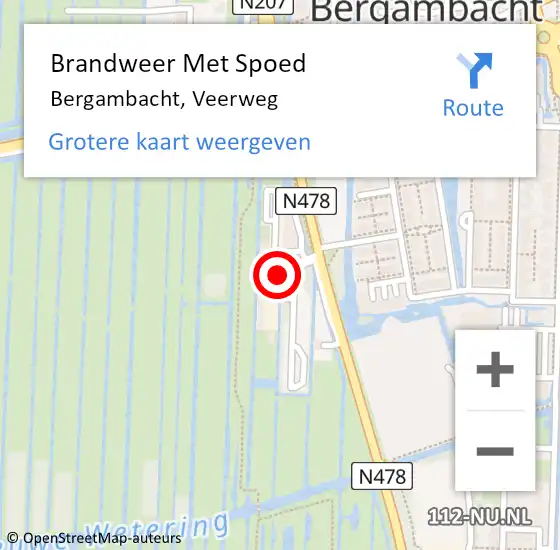 Locatie op kaart van de 112 melding: Brandweer Met Spoed Naar Bergambacht, Veerweg op 30 mei 2021 07:31