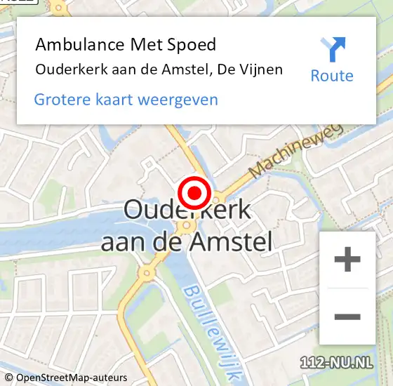 Locatie op kaart van de 112 melding: Ambulance Met Spoed Naar Ouderkerk aan de Amstel, De Vijnen op 30 mei 2021 08:55