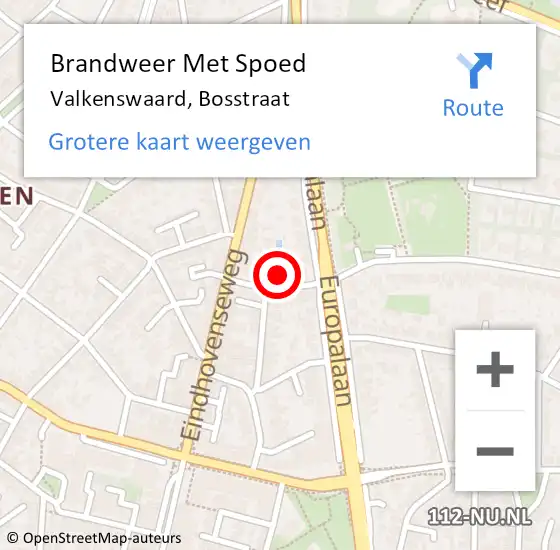 Locatie op kaart van de 112 melding: Brandweer Met Spoed Naar Valkenswaard, Bosstraat op 30 mei 2021 09:08