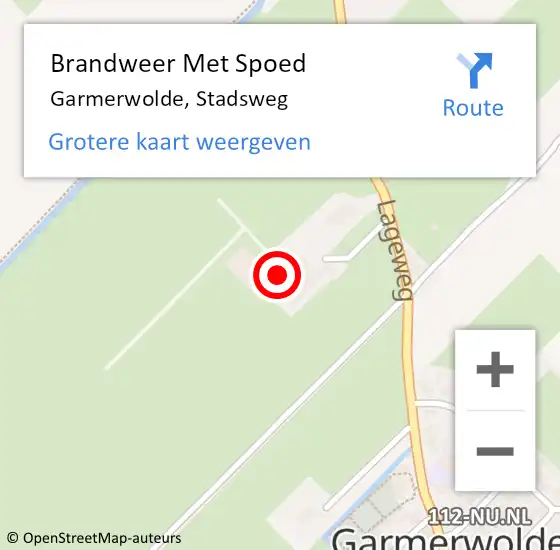 Locatie op kaart van de 112 melding: Brandweer Met Spoed Naar Garmerwolde, Stadsweg op 30 mei 2021 09:10