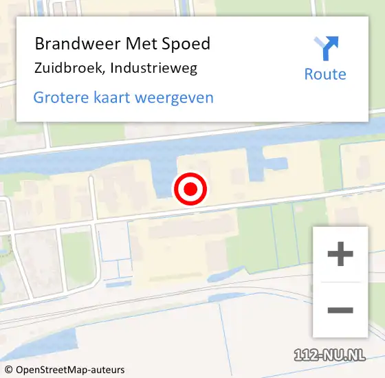 Locatie op kaart van de 112 melding: Brandweer Met Spoed Naar Zuidbroek, Industrieweg op 30 mei 2021 09:26