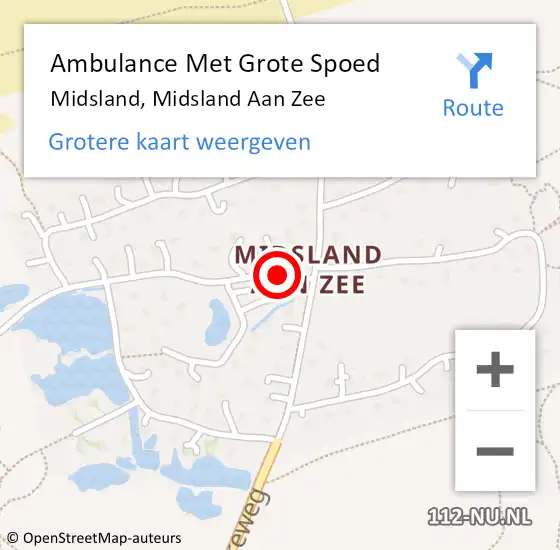 Locatie op kaart van de 112 melding: Ambulance Met Grote Spoed Naar Midsland, Midsland Aan Zee op 11 juni 2014 19:17